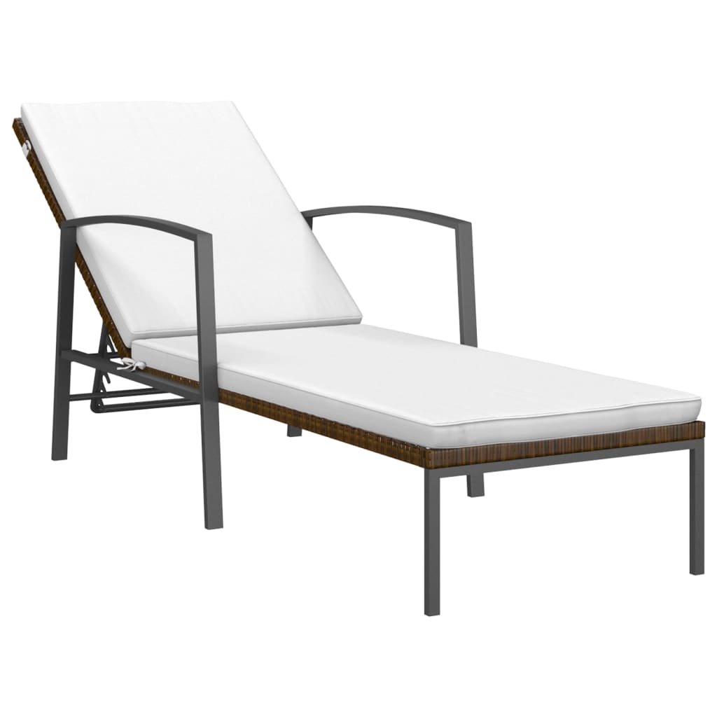 liggestol med hynde polyrattan brun