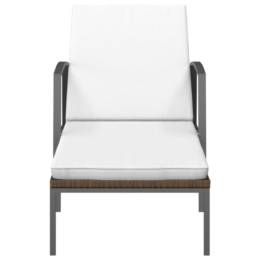 liggestol med hynde polyrattan brun