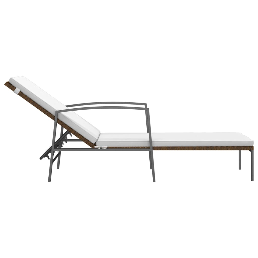 liggestol med hynde polyrattan brun