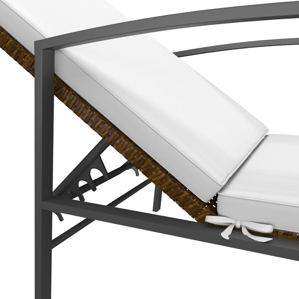 liggestol med hynde polyrattan brun