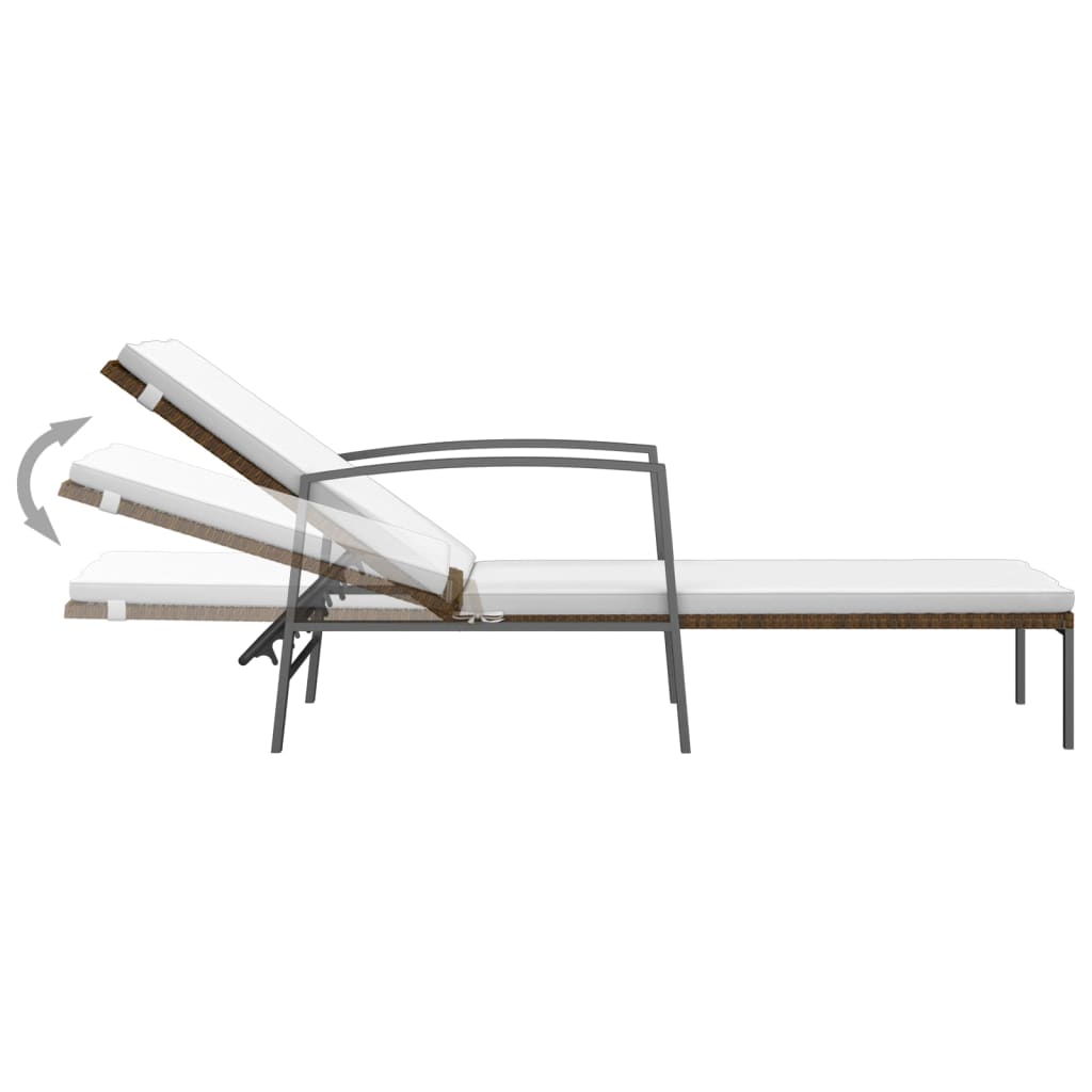 liggestol med hynde polyrattan brun