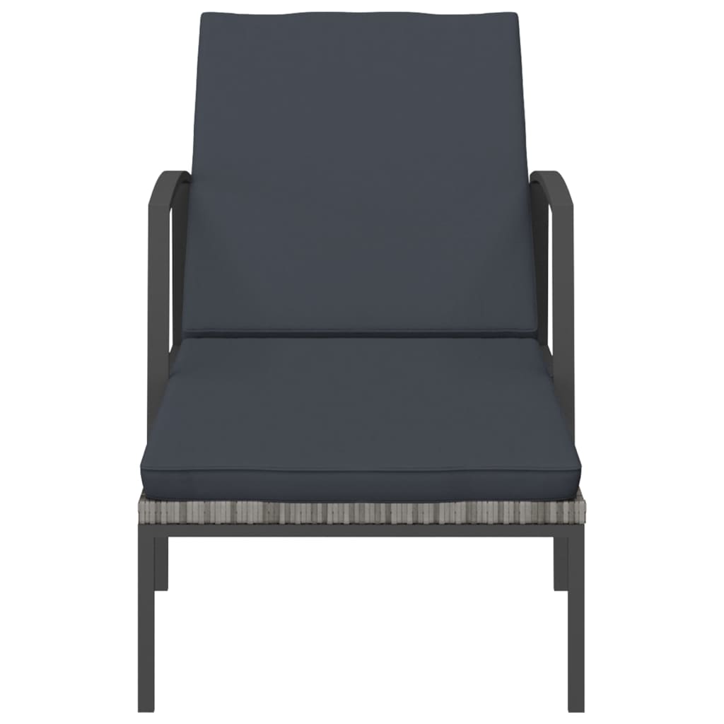 liggestol med hynde polyrattan grå