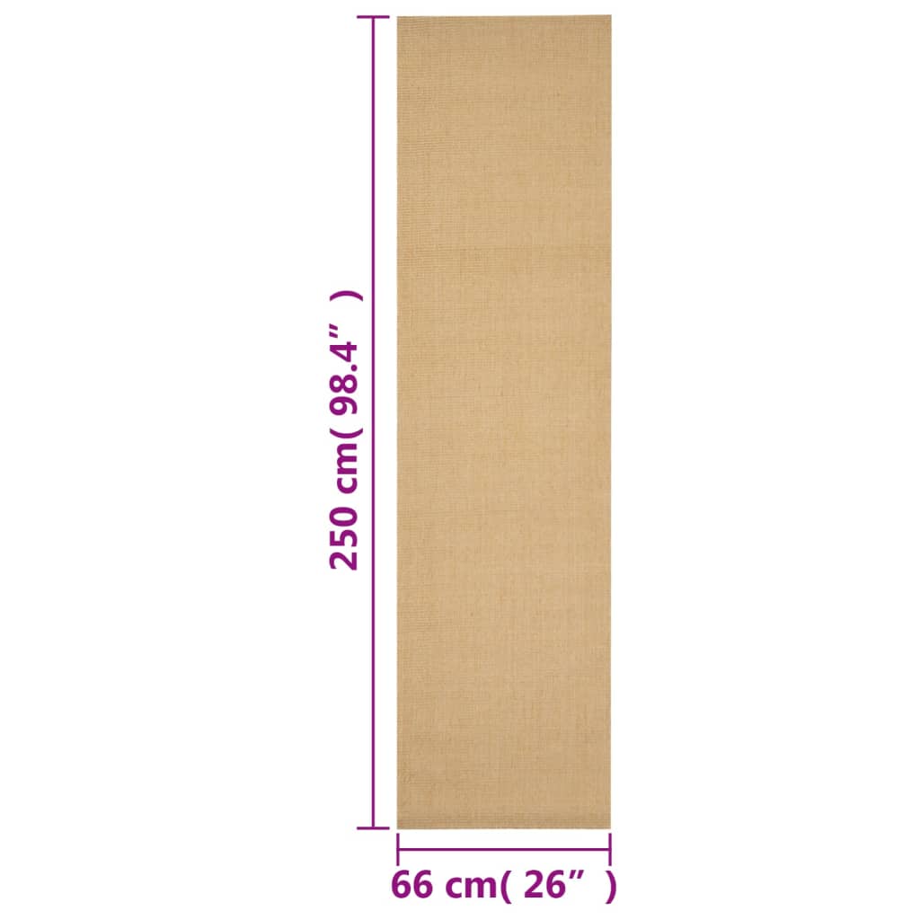 gulvtæppe 66x250 cm naturlig sisal