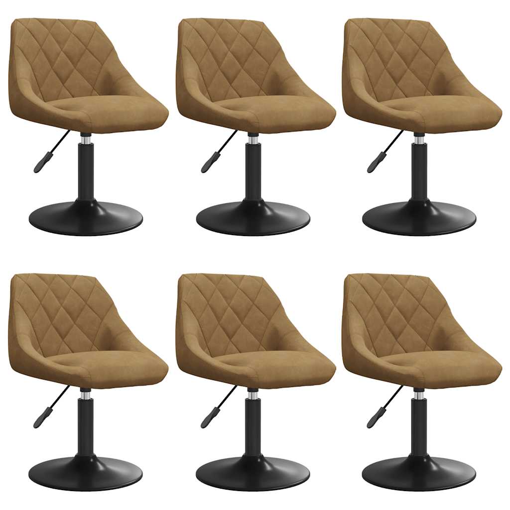 drejelige spisebordsstole 6 stk. velour brun