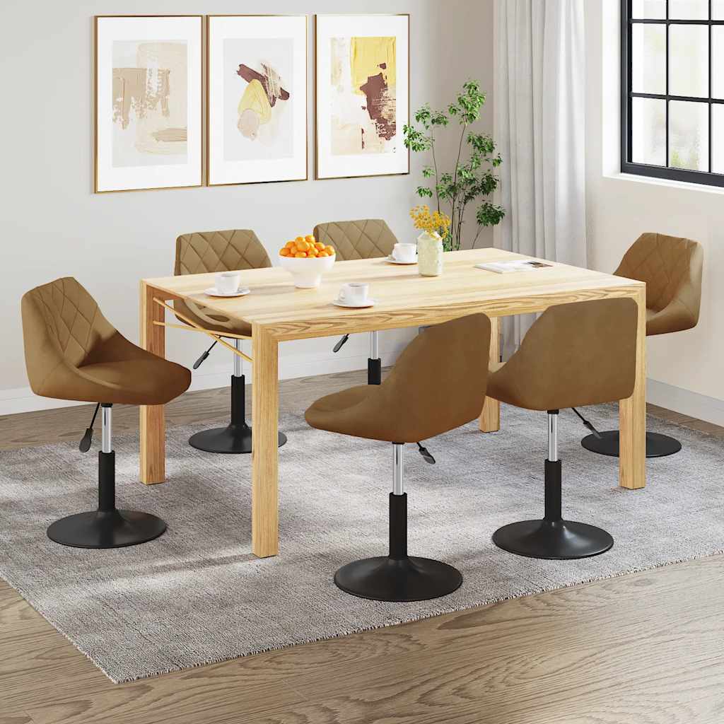 drejelige spisebordsstole 6 stk. velour brun