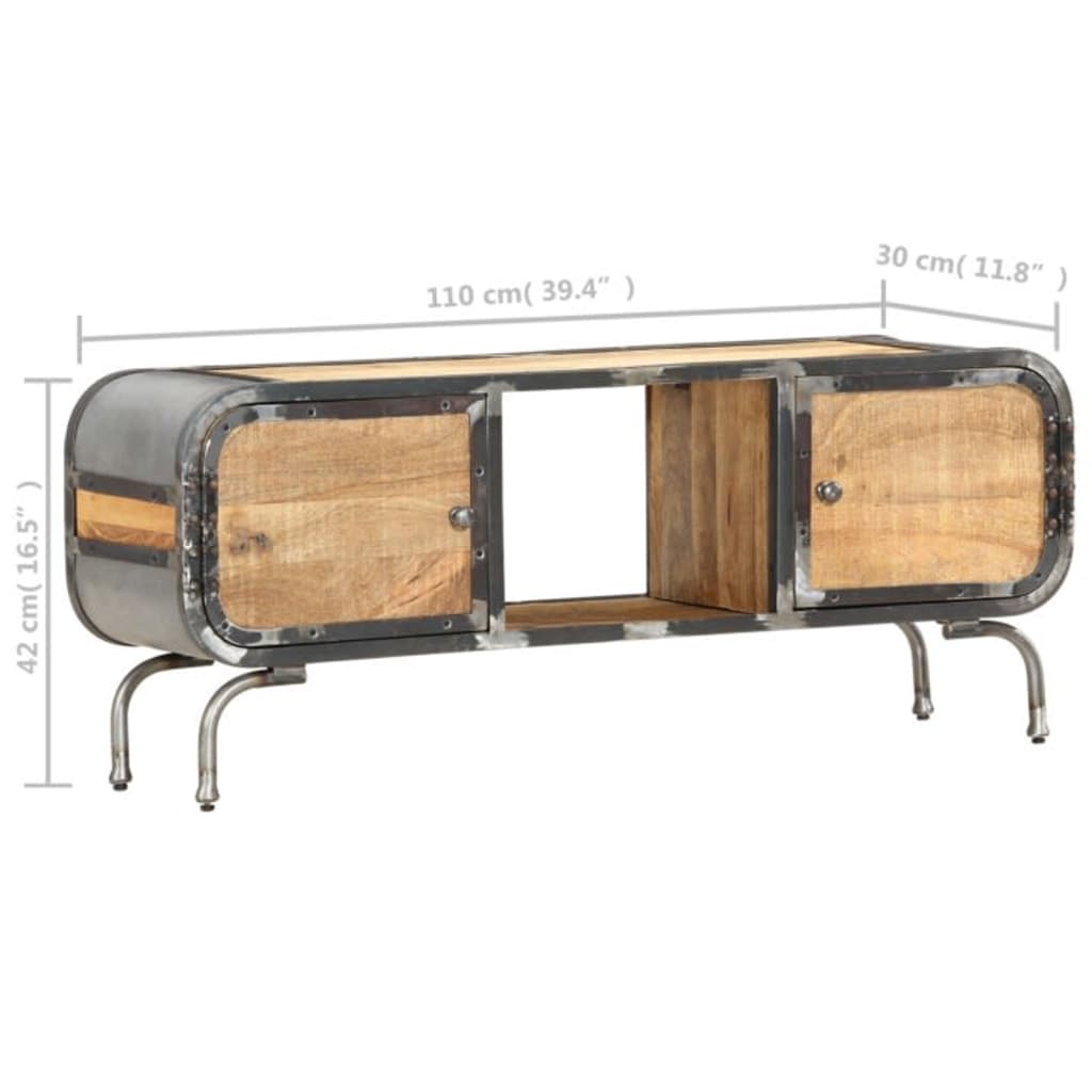 tv-bord 110x30x42 cm massivt mangotræ