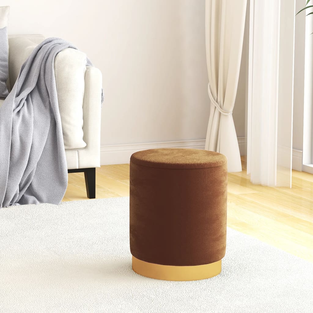 rund puf fløjl 31 x 37 cm brun