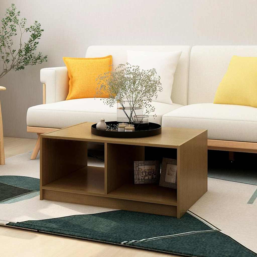 sofabord 75x50x33,5 cm massivt fyrretræ gyldenbrun
