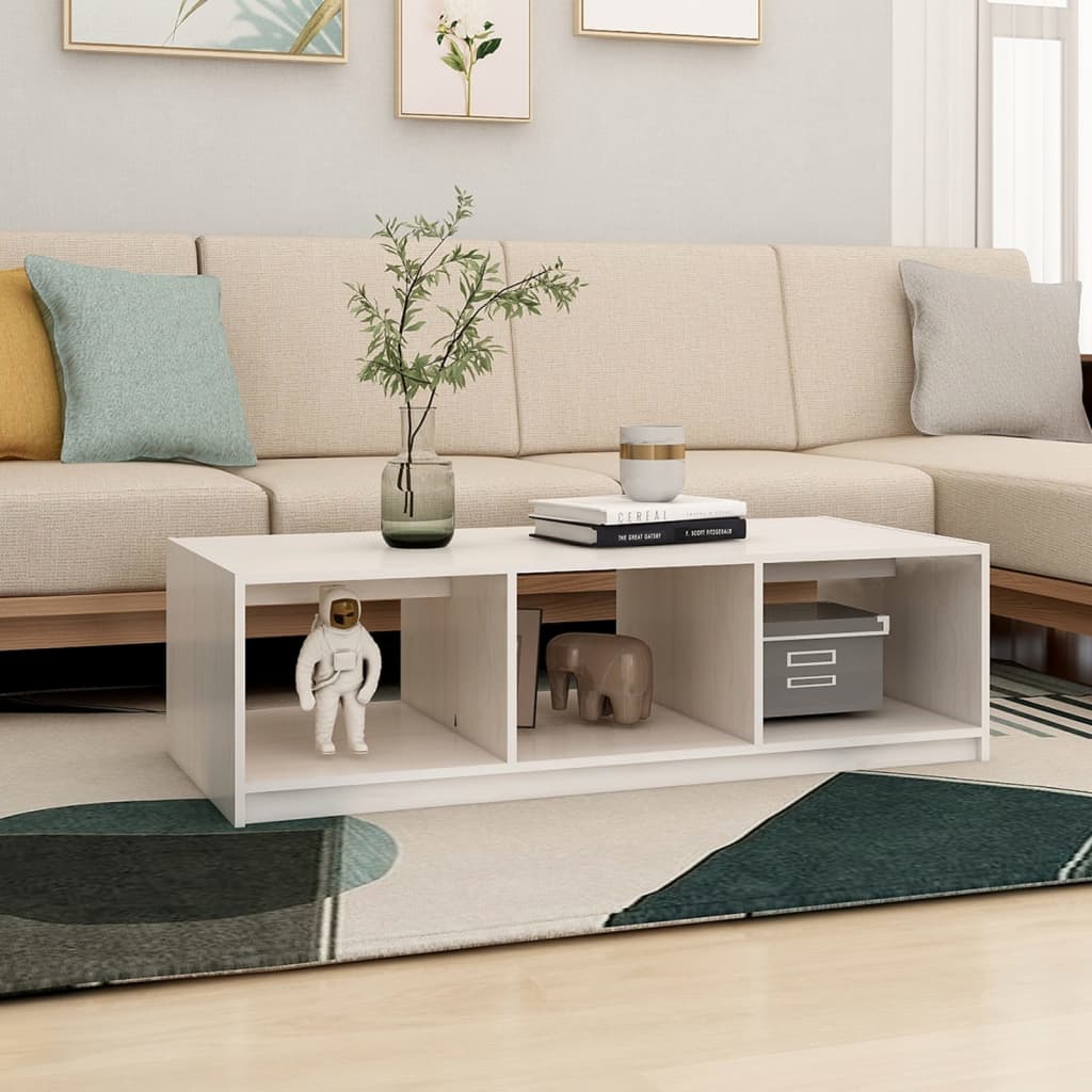sofabord 110x50x34 cm massivt fyrretræ hvid