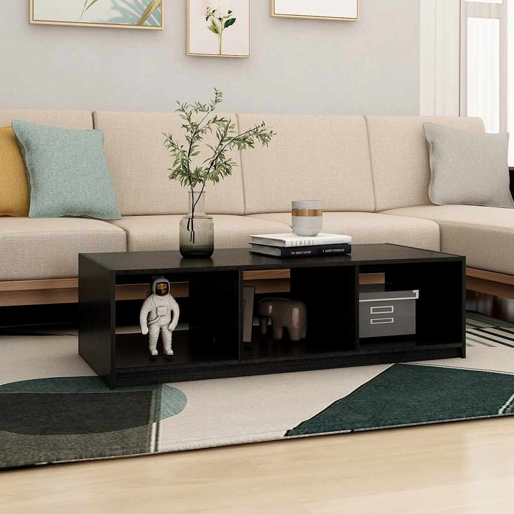 sofabord 110x50x34 cm massivt fyrretræ sort