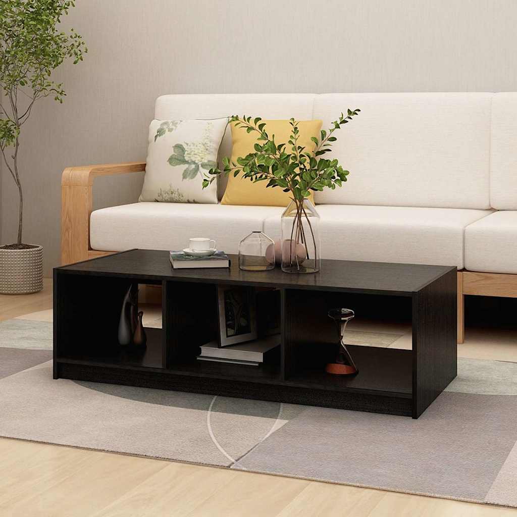 sofabord 110x50x34 cm massivt fyrretræ sort