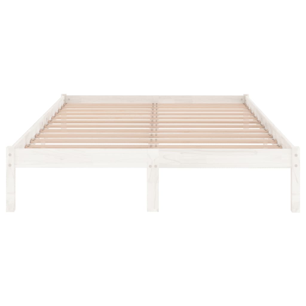 sengeramme 135x190 cm dobbelt massivt fyrretræ hvid