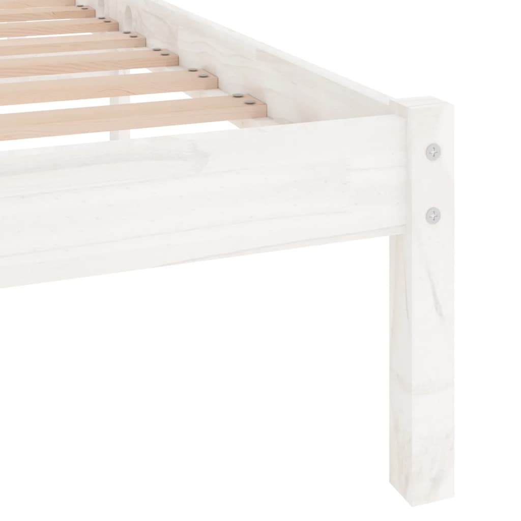 sengeramme 135x190 cm dobbelt massivt fyrretræ hvid