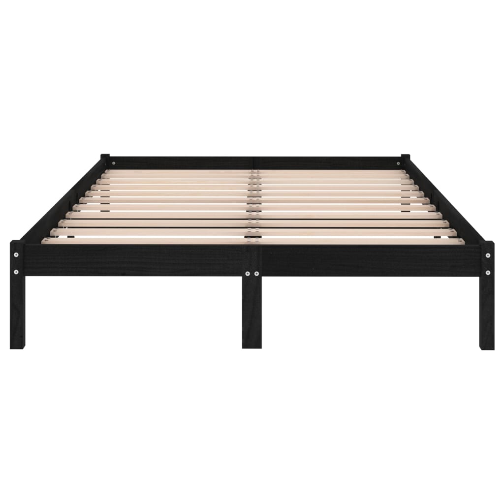 sengeramme 135x190 cm Double massivt fyrretræ sort