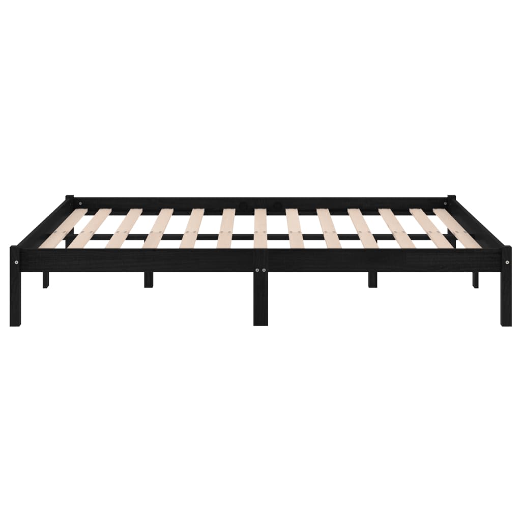 sengeramme 135x190 cm Double massivt fyrretræ sort