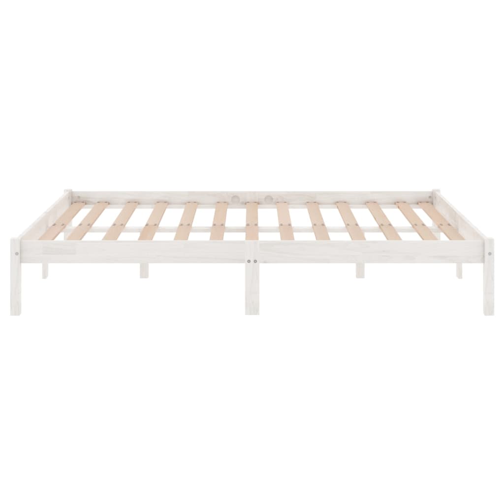 sengeramme 140x190 cm massivt fyrretræ hvid