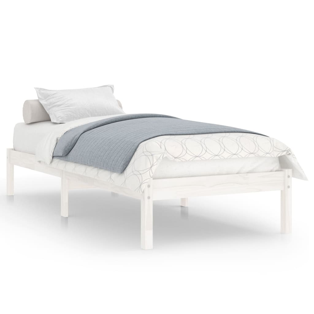 sengeramme 100x200 cm massivt fyrretræ hvid