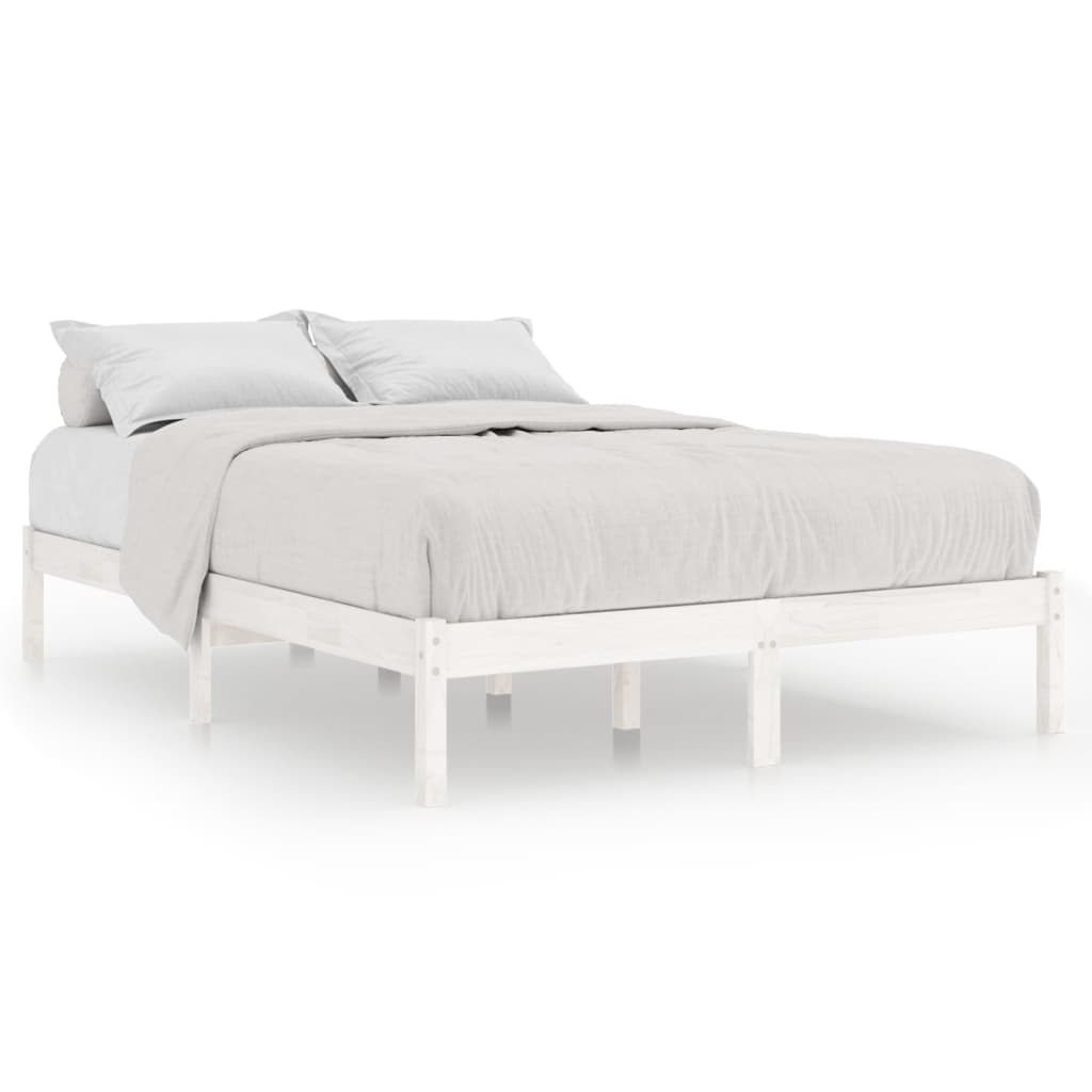 sengeramme 140x200 cm massivt fyrretræ hvid