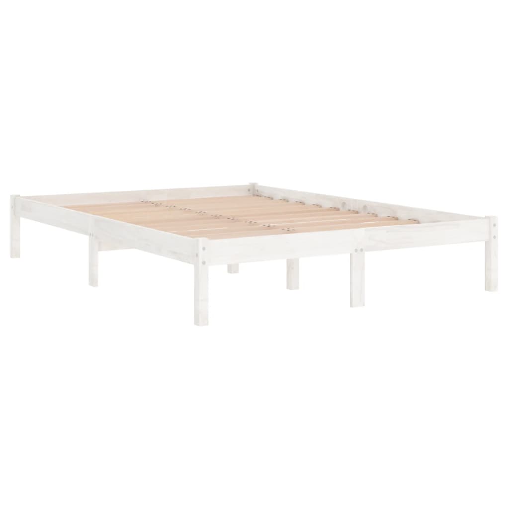 sengeramme 140x200 cm massivt fyrretræ hvid