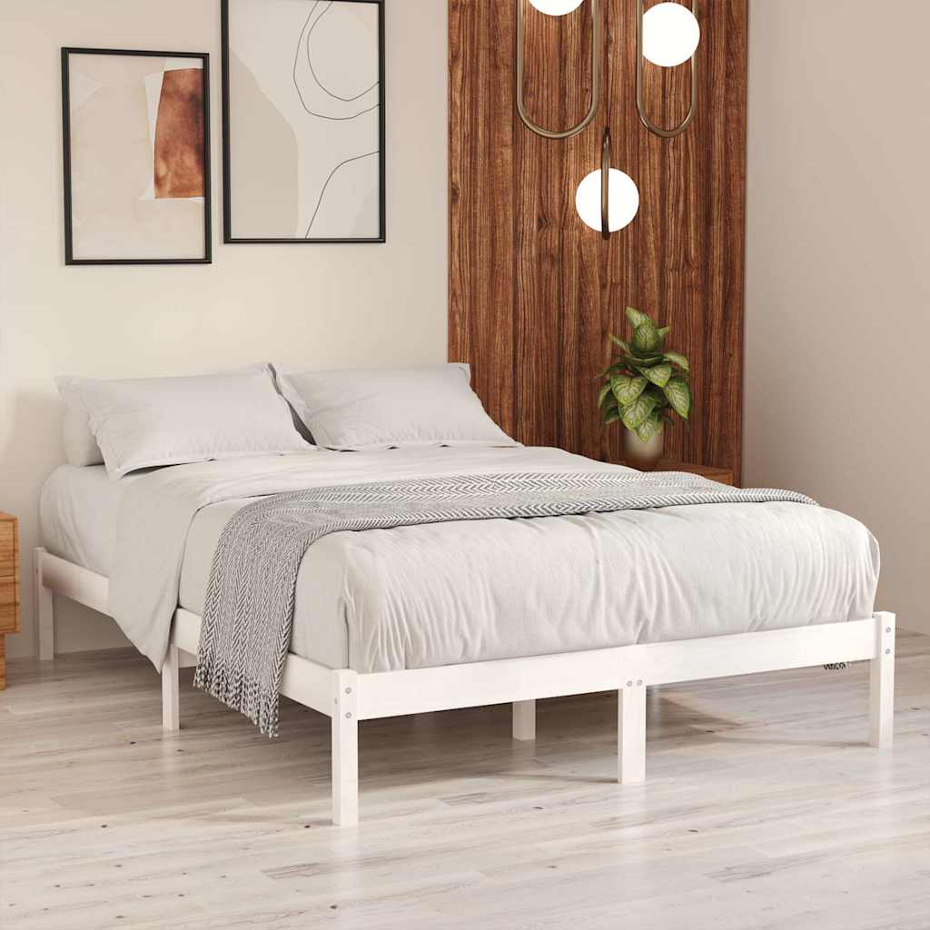 sengeramme 140x200 cm massivt fyrretræ hvid
