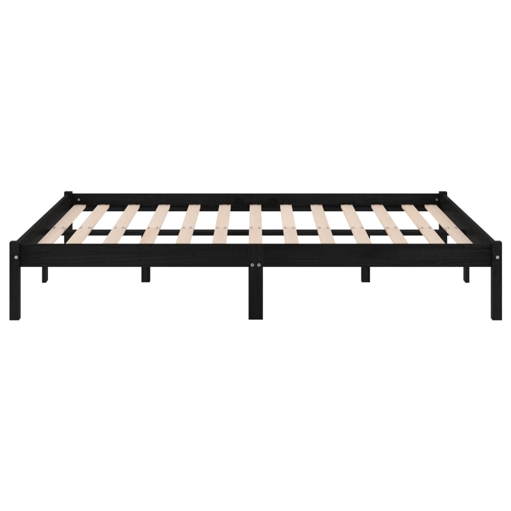 sengeramme 150x200 cm King Size massivt træ sort