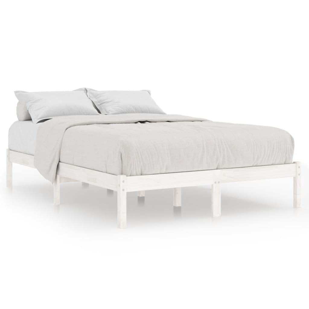 sengeramme 200x200 cm massivt fyrretræ hvid