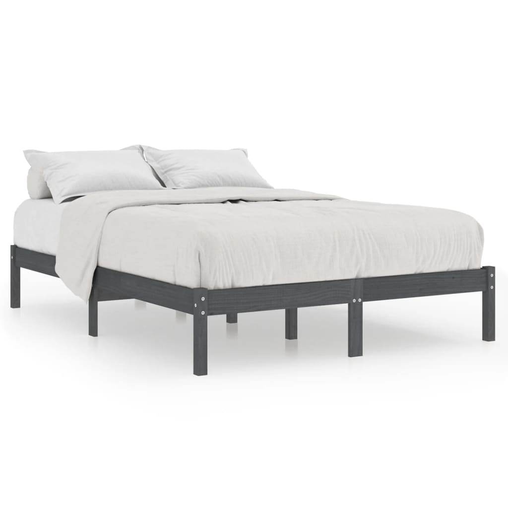 sengeramme 200x200 cm massivt fyrretræ grå
