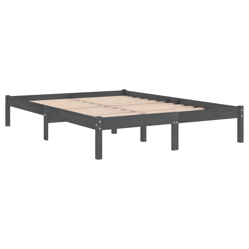 sengeramme 200x200 cm massivt fyrretræ grå