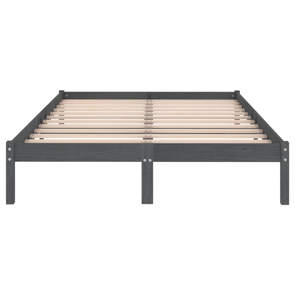 sengeramme 200x200 cm massivt fyrretræ grå