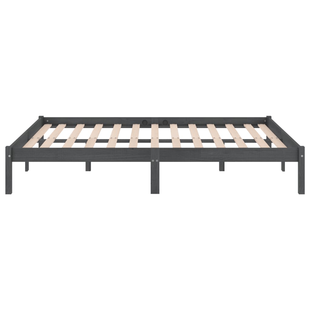 sengeramme 200x200 cm massivt fyrretræ grå