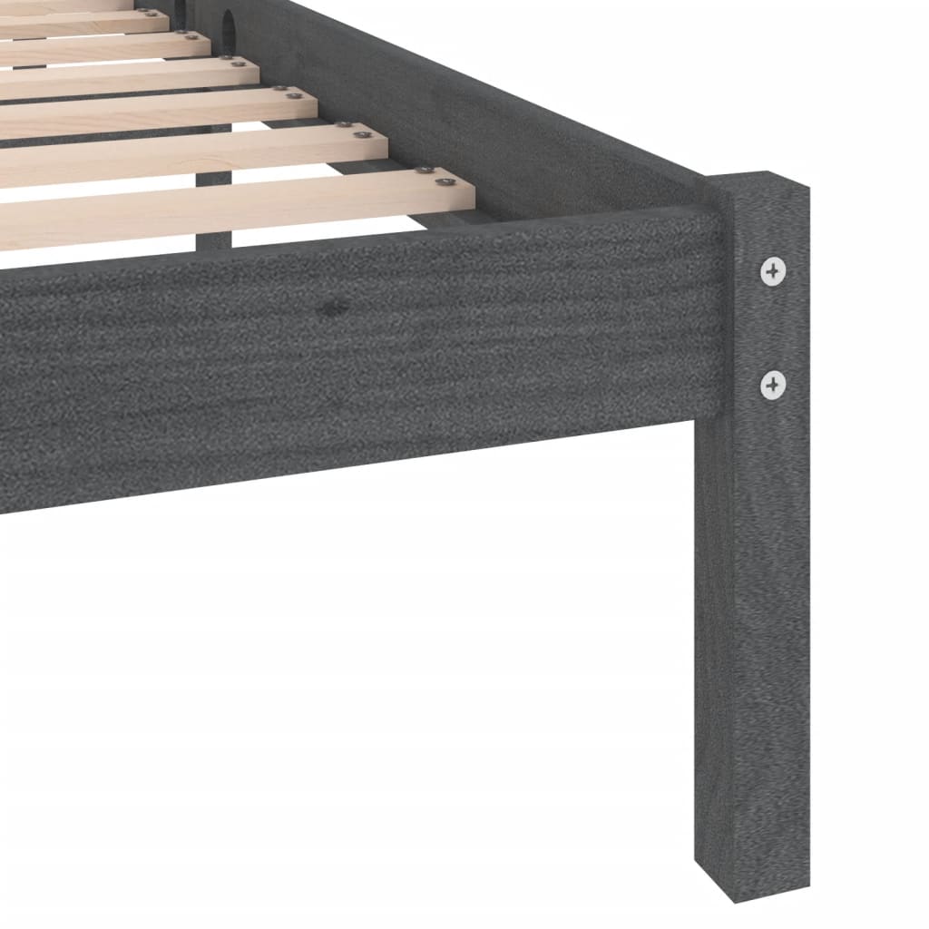 sengeramme 200x200 cm massivt fyrretræ grå