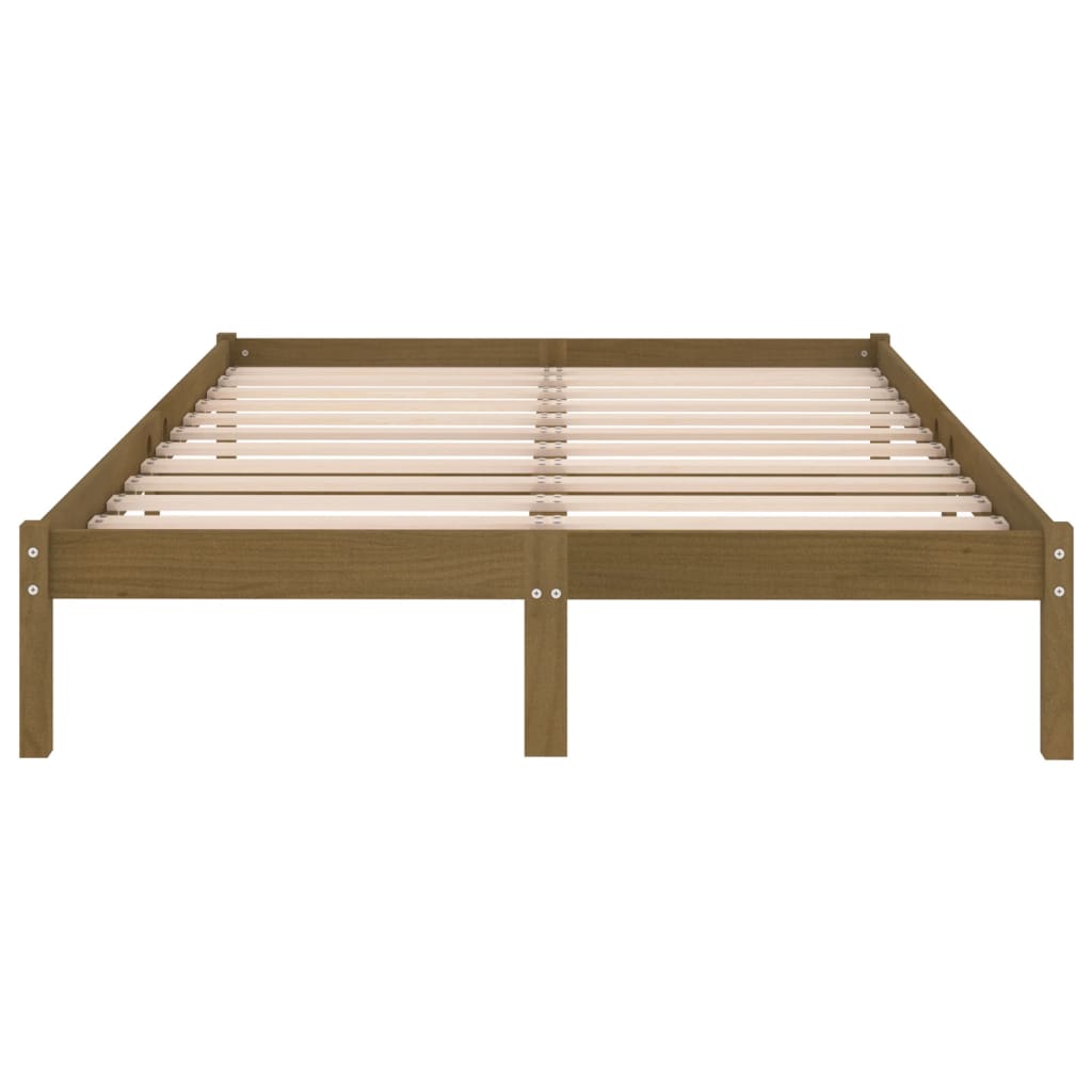 sengeramme 200x200 cm massivt fyrretræ gyldenbrun