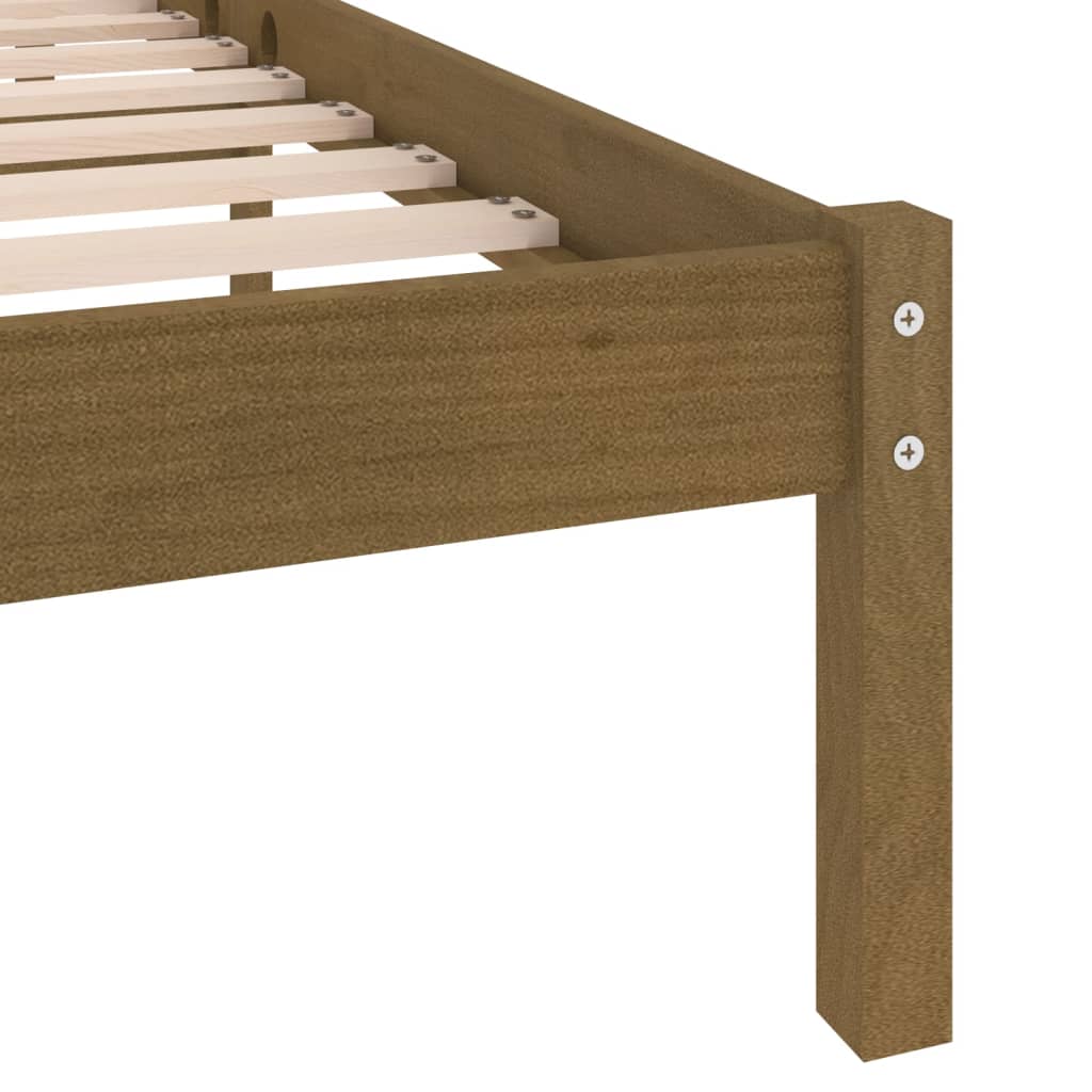 sengeramme 200x200 cm massivt fyrretræ gyldenbrun