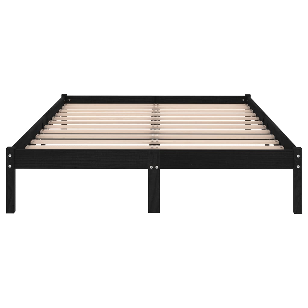 sengeramme 200x200 cm massivt fyrretræ sort