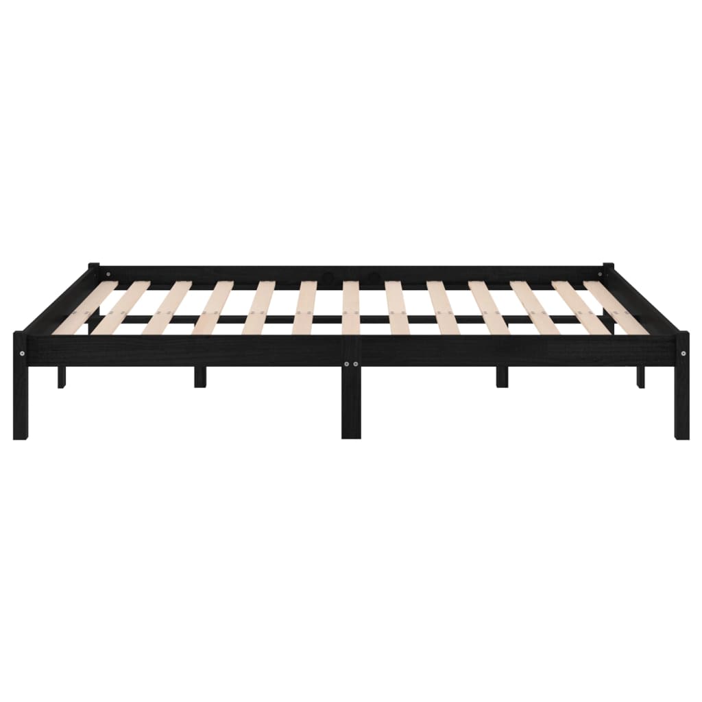 sengeramme 200x200 cm massivt fyrretræ sort