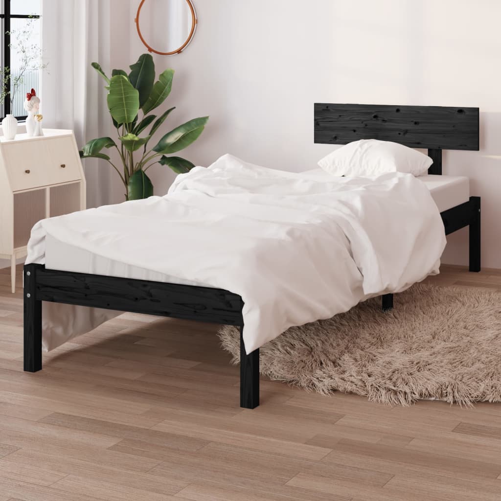 sengeramme 75x190 cm Small Single massivt træ sort
