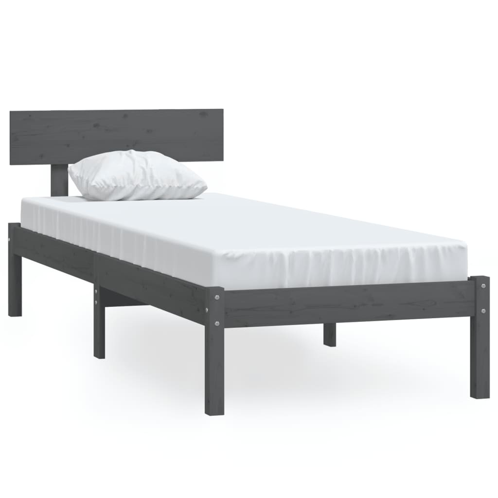 sengeramme 90x190 cm Single massivt fyrretræ grå