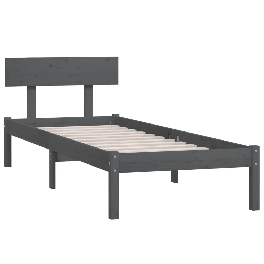 sengeramme 90x190 cm Single massivt fyrretræ grå