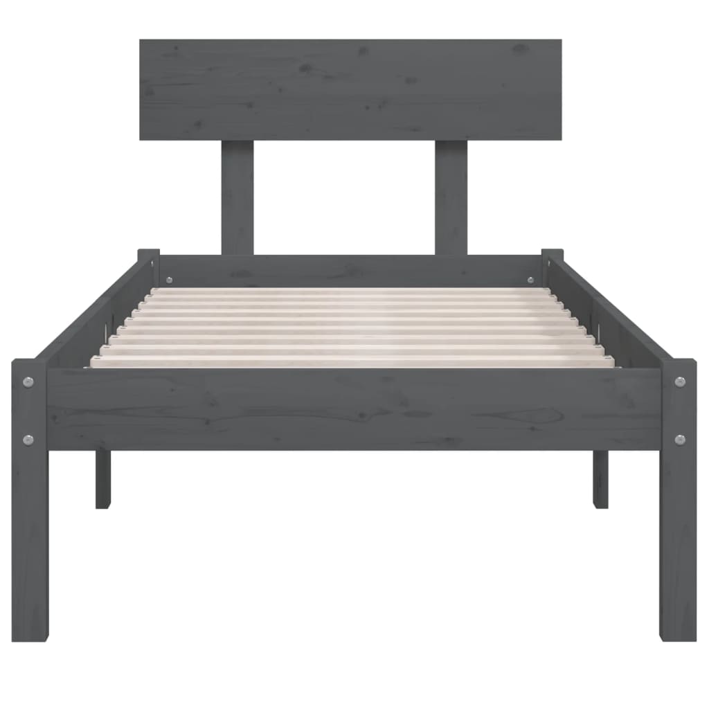 sengeramme 90x190 cm Single massivt fyrretræ grå