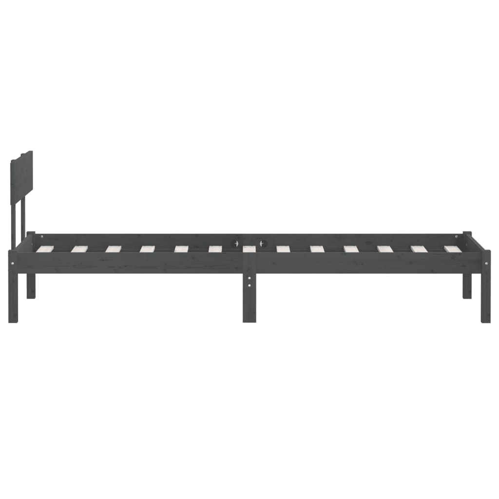 sengeramme 90x190 cm Single massivt fyrretræ grå