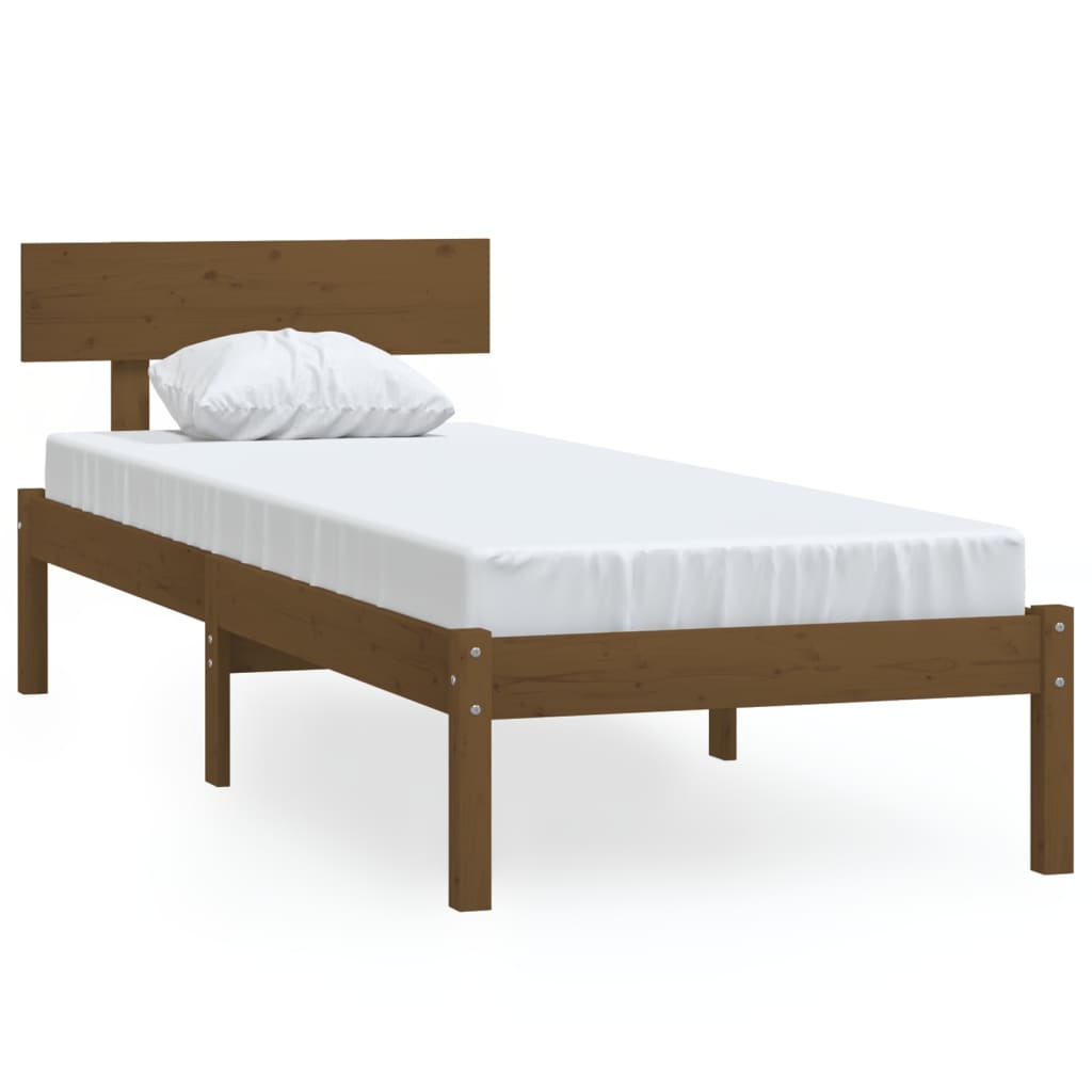sengestel 90x190 cm Single massivt fyrretræ gyldenbrun