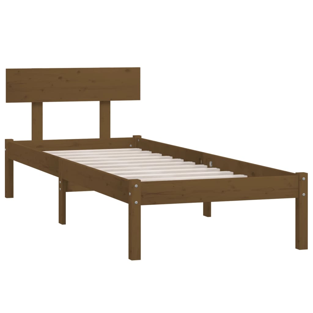 sengestel 90x190 cm Single massivt fyrretræ gyldenbrun