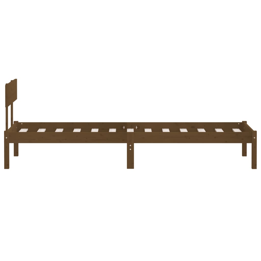 sengestel 90x190 cm Single massivt fyrretræ gyldenbrun