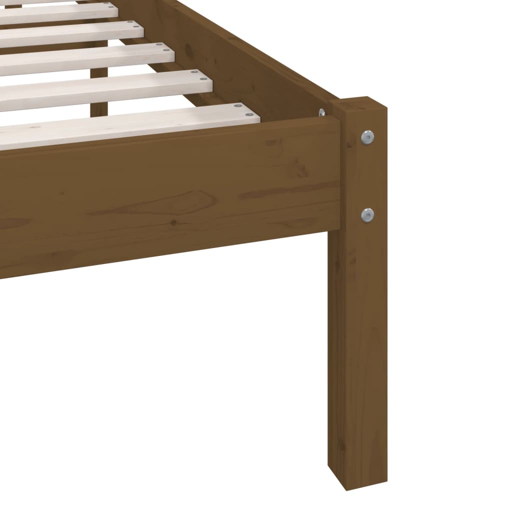 sengestel 90x190 cm Single massivt fyrretræ gyldenbrun