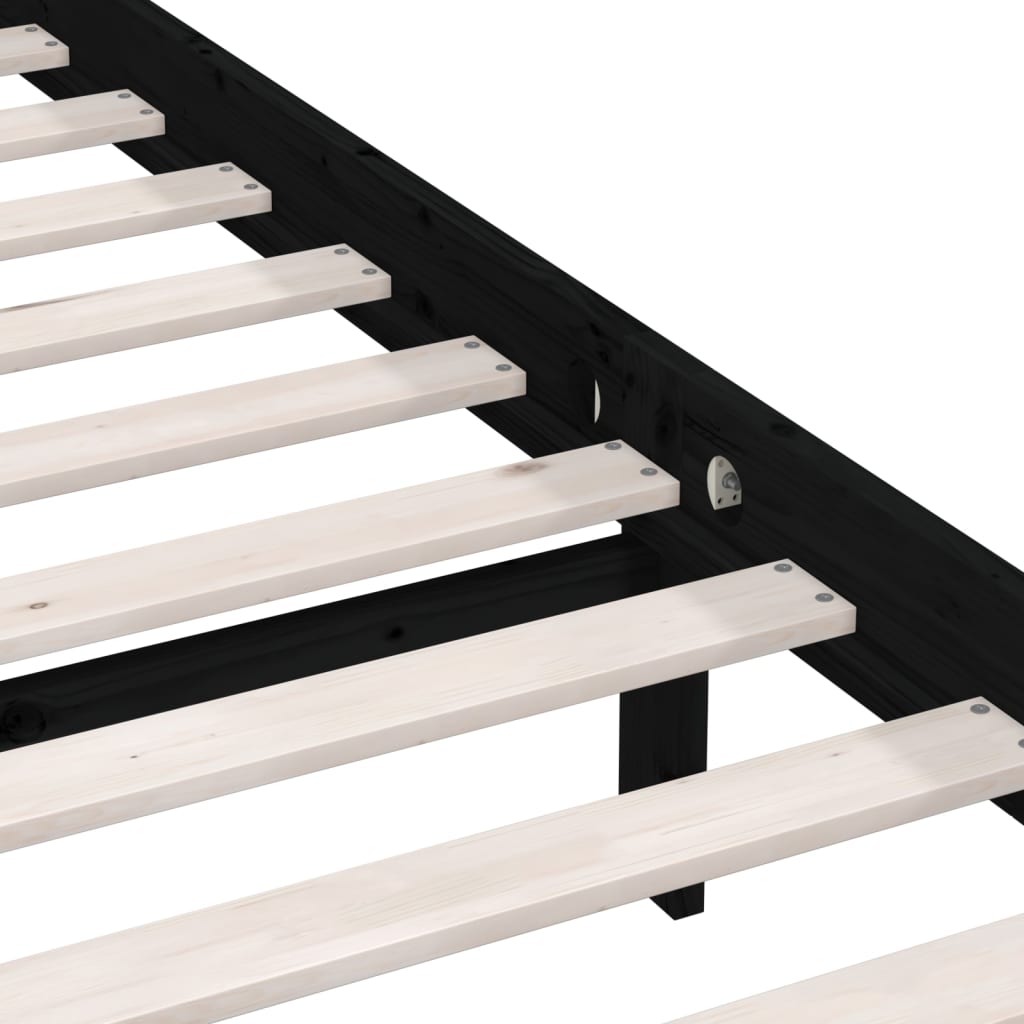 sengestel 90x190 cm Single massivt fyrretræ sort