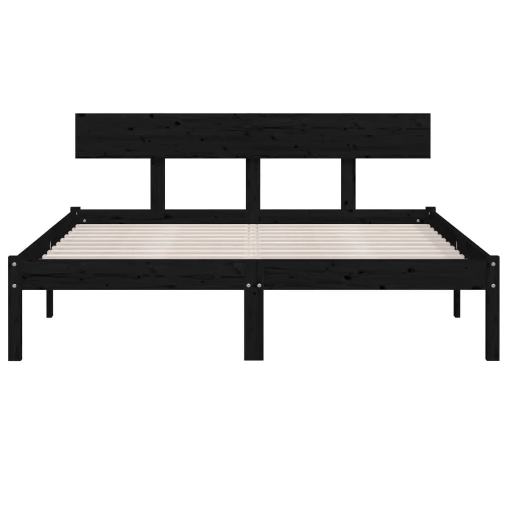 sengeramme 135x190 cm Double massivt fyrretræ sort