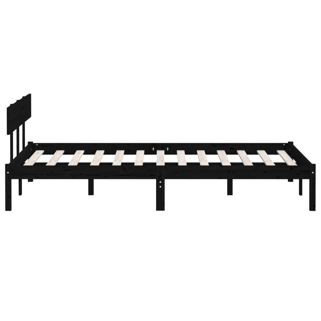 sengeramme 135x190 cm Double massivt fyrretræ sort