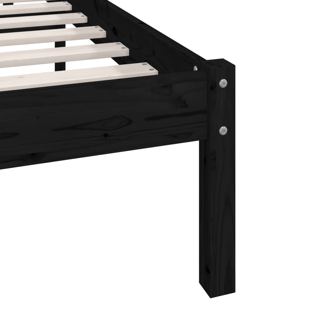 sengeramme 135x190 cm Double massivt fyrretræ sort