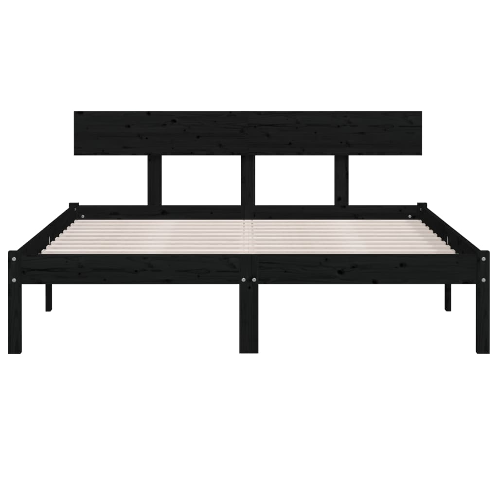 sengeramme 140x190 cm massivt fyrretræ sort