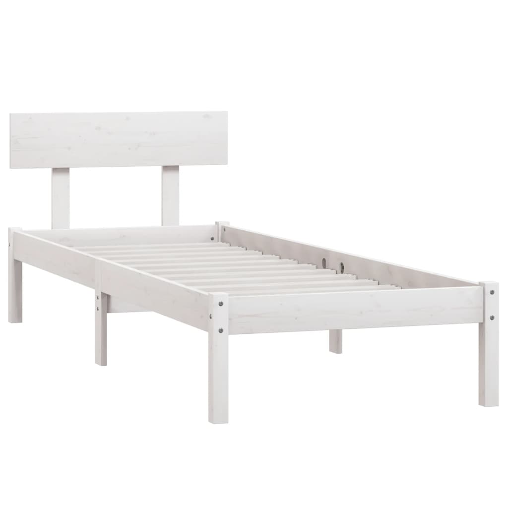 sengestel 100x200 cm massivt fyrretræ hvid